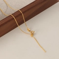 Detail of adjustable gold titanium steel chain with slider bead and needle end - Gold S-Link Chain Style (X518)