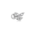 Sparkling butterfly cartilage earring with marquise zirconia and screw back ball - Butterfly Ear Cartilage Stud (G047_6_3) / Silver