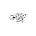 Silver butterfly earring with marquise cubic zirconia stones and a screw ball back - Butterfly Style (G047_6_5) / Silver