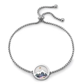 Silver mountain wave round pendant shell bracelet with engraved motivational quote - Silver (GS1749B)