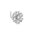 L-shaped stainless steel nose stud with a sparkling cubic zirconia flower design - Seven-Star Flower Style (G047_7_1) / Silver