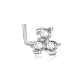 L-shaped surgical steel nose stud with three triangularly set white cubic zirconia - Triangle Three-Stone (G047_7_10) / Silver