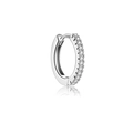 Silver huggie hoop earring with micro-paved zircons and secure clicker closure - Crystal Pave Huggie Hoop Earring (G047_8_5) / Silver