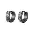 Silver and black Greek Key hoop earrings made of high-quality stainless steel for men - Black (GE1201H)