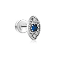 Evil eye earring in silver finish featuring blue and white zircon stones in marquise shape - Evil Eye (G047_8_2) / Silver/Blue