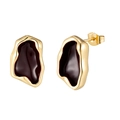 Modern irregular geometric resin earrings in burgundy and gold 316L stainless steel - Enamel Burgundy (GE1194J) / Burgundy (GE1194J)