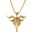 Men's retro gold goat head pendant necklace with box chain in punk hip hop style - Necklace and Pendant / Gold