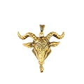 Vintage gold goat head pendant necklace with ram horns and mystical eye detail - Pendant Only (Without Chain) / Gold