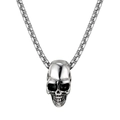 Polished silver skull pendant necklace with a durable stainless steel box chain - With Chain / Silver Necklace (GX2709B)