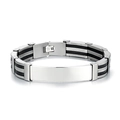 Poliertes Herrenarmband aus Edelstahl mit schwarzen Akzenten und verstellbarem Faltverschluss - Stil 1 (GS1775)