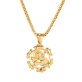 Gold double-layered steampunk gear pendant with square box chain necklace for men - Gold Style With Chain (GX2719J)