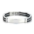 Edelstahl-ID-Armband für Herren mit schwarzem Silikonband und gravierbarer Metallplatte - Stil 2 (GS1776)