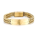 Golden stainless steel Cuban bracelet featuring an engraved G-clef musical symbol - Musical Note Style (GS1759J) / Gold