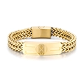 Men's gold plated braided wheat chain bracelet with infinity symbol on a magnetic clasp - Infinity Style (GS1763J) / Gold