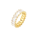 Luxuriöser Goldring mit Zirkonia im Smaragdschliff in minimalistischem Pavee-Design - US 6 / Baguette-Stil - Gold 6 (GJ739J6)