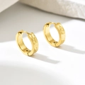 Goldene Creolen mit gehämmerter Textur und minimalistischem Edelstahldesign im Korea-Stil - Durchmesser 16mm / Gold