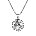 Silver industrial gear pendant necklace in stainless steel with thick box chain - Silver Style With Chain (GX2719B)