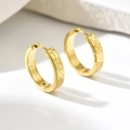 Goldene Creolen aus Edelstahl mit gehämmerter Textur und glänzendem Innen-Finish - Durchmesser 20MM / Gold