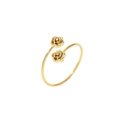 Eleganter vergoldeter offener Ring mit doppeltem Rosen-Blumendesign für Damen - Größe 6 / Doppelter Rosenstil (GJ753) / Gold
