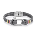 Men's woven nylon rope bracelet with stainless steel horseshoe buckle in grey - Dark Gray (GS1764G)