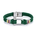 Dark green braided paracord bracelet with stainless steel U-shaped shackle and fold-over clasp - Dark Green (GS1764L)