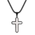 Minimalistische schwarze Edelstahl Kreuz Halskette mit Boxkette für Damen und Herren - Mit Kette / Schwarz und Weiß Zweifarbige Halskette