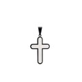Classic vintage cross necklace with black stainless steel frame and white inlay - Black and White Two-tone Pendant