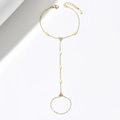 Elegante bracciale ad anello in acciaio inossidabile dorato a forma di Y con dischi - Oro