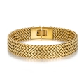 Bracelet luxueux en acier inoxydable tressé doré pour homme avec fermoir carré - Or (GS1813J)