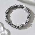 Bracciale minimalista con perline d'argento irregolari in acciaio inossidabile lucido - Stile Pepita d'Argento Irregolare (GS1822B)