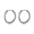 Poliierte silberne Edelstahl-Creolen mit einzigartiger gehämmerter Textur für Damen - Stahlfarben / 18mm*19mm