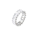 Eleganter silberner Ewigkeitsring mit rechteckig geschliffenen Zirkonia-Steinen - US 6 / Baguette-Stil - Stahl 6 (GJ739B6)
