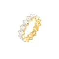 Luxuriöser vergoldeter Eternity-Ring mit weißen Zirkonia in einer Krappenfassung - US 6 / Rund-Stil - Gold 6 (GJ740J6)