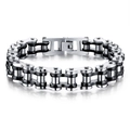 Edelstahl-Fahrradkettenarmband für Herren im zweifarbigen industriellen Rock-Stil - Zweifarbig Schwarz / Lang 21.5cm