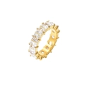 Bague éternité dorée classique avec oxydes de zirconium carrés et serti à griffes - US 6 / Style Coupe Carrée - Or 6 (GJ741J6)