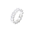 Bague d'éternité en argent avec des pierres de zircone carrées en serti complet - US 6 / Style Coupe Carrée - Acier 6 (GJ741B6)