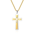 Tweekleurige roestvrijstalen gelaagde kruishanger ketting in goud en zilver finish - Goud & Zilver Tweekleurig Hanger Zonder Ketting