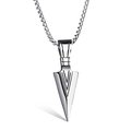 Silver spearhead pendant necklace with polished box chain for hip-hop street style - Silver Pendant With Chain