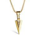 Polished gold spearhead pendant necklace with sturdy box chain for men fashion - Gold Pendant And Chain