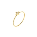 Goldener stapelbarer Ring mit gedrehtem Band und funkelndem sternförmigem Zirkon - Vierzackiger Sternstil (GJ756)