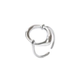 Bague ouverte irrégulière minimaliste en argent poli avec un design fluide en métal liquide - Acier (Taille 7)