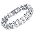 Herrenarmband aus silbernem Edelstahl im Fahrradketten Design mit industriellem Gliederstil - Stahlfarben / Lang 21.5cm