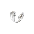 Bague ouverte fluide en argent minimaliste avec un design en goutte d'eau poli et style asymétrique - Acier (Taille 7)