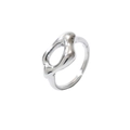 Bague ouverte irrégulière moderne en argent avec un design creux minimaliste - Acier (Taille 7)