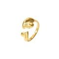 Bague ouverte cœur de lave dorée réglable avec une finition métallique irrégulière - Or (Taille 7)