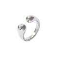 Bague ouverte irrégulière en argent poli avec extrémités arrondies de style minimal - Acier (Taille 7)