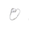 Minimalist silver-toned stainless steel ring with oval cut shell inlay in modern wrap design - US 6 / Oval Single Stone Wave Style (GJ729) / Steel