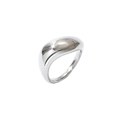 Minimalist silver-toned dome ring featuring a wide band with high-polished mirror finish - US 7 / Minimalist Dome Style (GJ730) / Steel