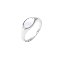 Minimalist vintage signet ring in silver finish with oval white mother of pearl inlay - US 9 / Oval Mother Of Pearl Signet Style (GJ731) / Steel