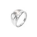 Minimalist wide band shell ring in polished silver finish with a curved surface design - US 8 / Wide Mirror Dome Style (GJ734) / Steel